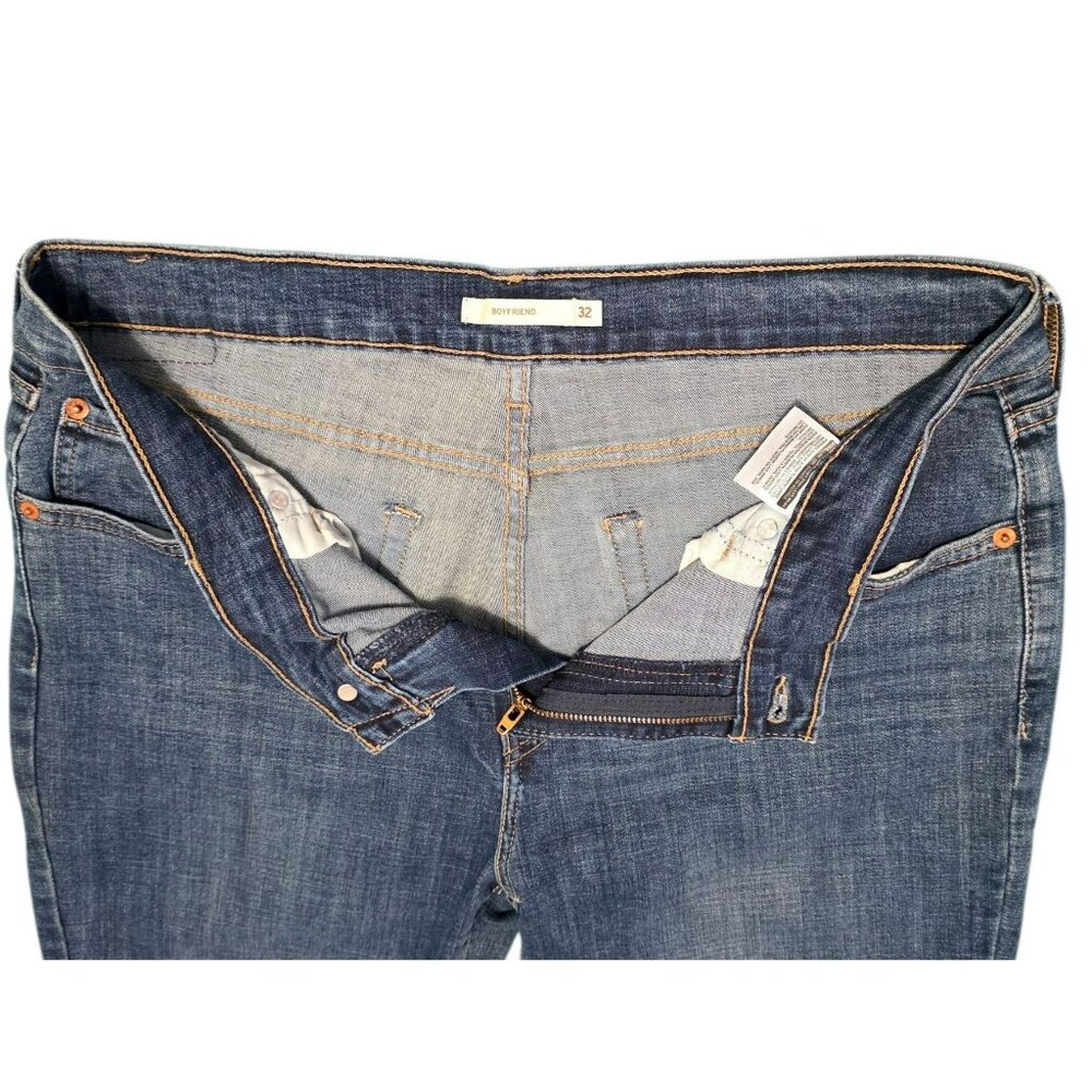 Levis Boyfriend Jeans Blue Denim Pants Midrise Stretch Straight Leg Womens 32 - Picture 5 of 13